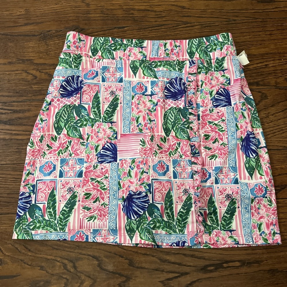 STELLA PARKER XS Floral Tennis Golf UPF Built-in Shorts Stretch Skort Pink Blue
